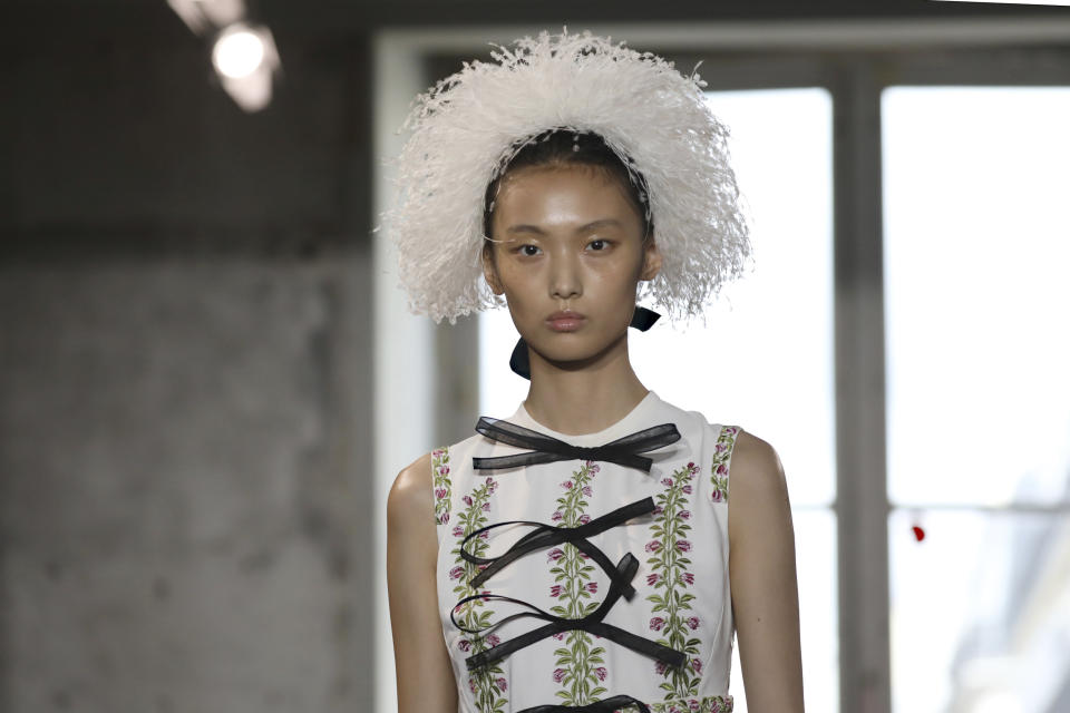 A model wears a creation as part of the Valli Ready To Wear Spring-Summer 2020 collection, unveiled during the fashion week, in Paris, Monday, Sept. 30, 2019. (Photo by Vianney Le Caer/Invision/AP)