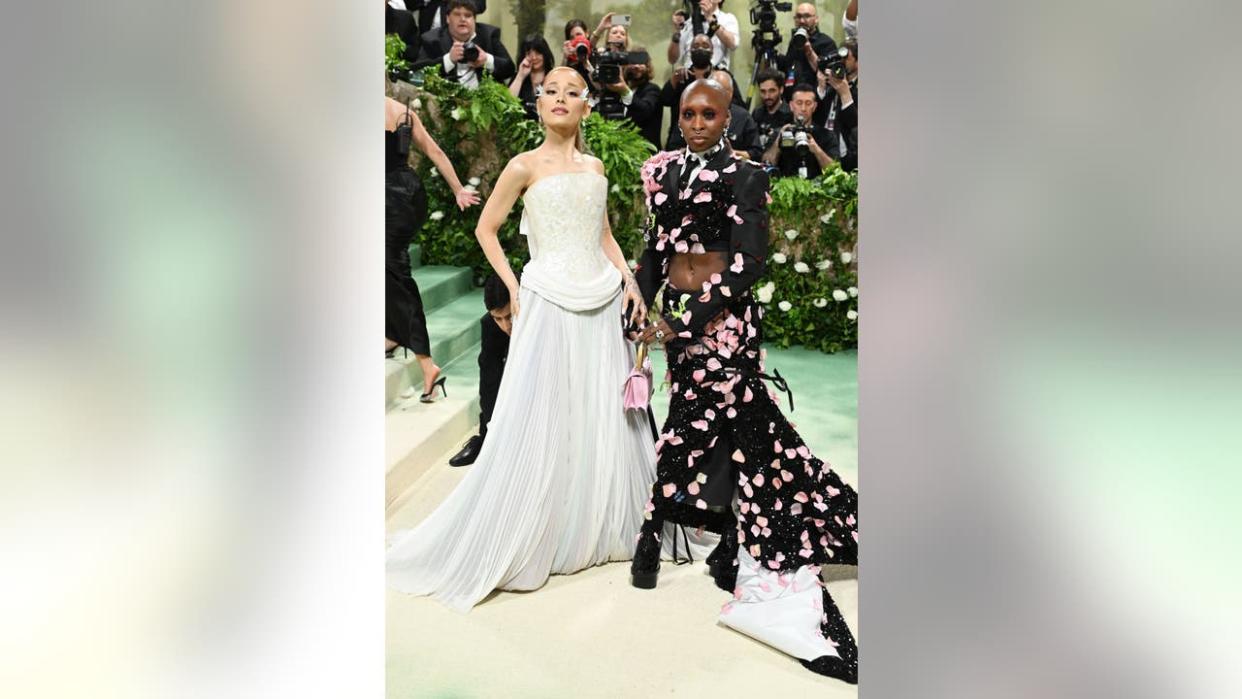 <div>Ariana Grande and Cynthia Erivo at the 2024 Met Gala: "Sleeping Beauties: Reawakening Fashion" held at The Metropolitan Museum of Art on May 6, 2024 in New York City. (Photo by Gilbert Flores/Variety via Getty Images)</div>