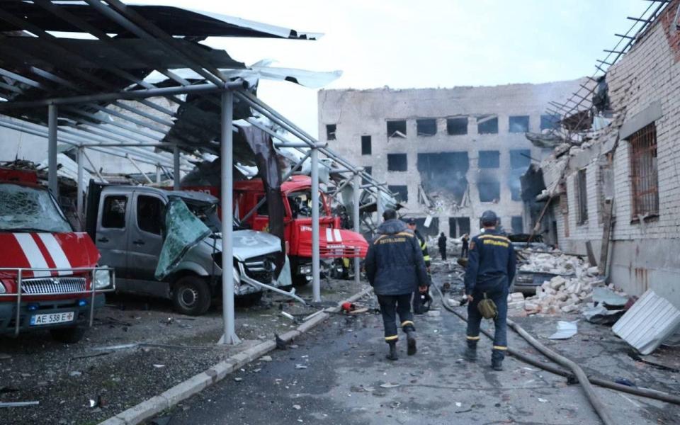 Destroyed buildings following an air attack in Dnipro - State Emergency Service of Ukraine via Telegram