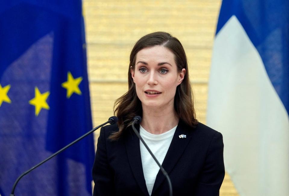 Ms Marin speaks during a joint press announcement at Japan Prime Minister Fumio Kishida's official residence, in Tokyo, Japan, on May 11, 2022 (REUTERS)