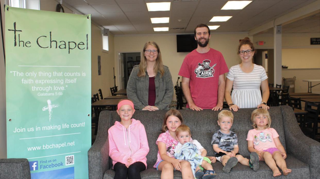 Heather Lafond, Evan Climpson, a Pastoral resident at the Chapel and his wife, Kristen Climpson are three of the six organizers of the homeschool event happening on Thursday, June 30, 2022, from 10 a.m. until 12 p.m. Also companying them are their children Madison Lafond, Jacquelyn Lafond, Isaac Climpson, Levi Climpson and Hannah Lafond.