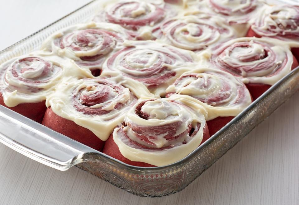 Red Velvet Cinnamon Rolls made from a Made in Oklahoma Coalition recipe.