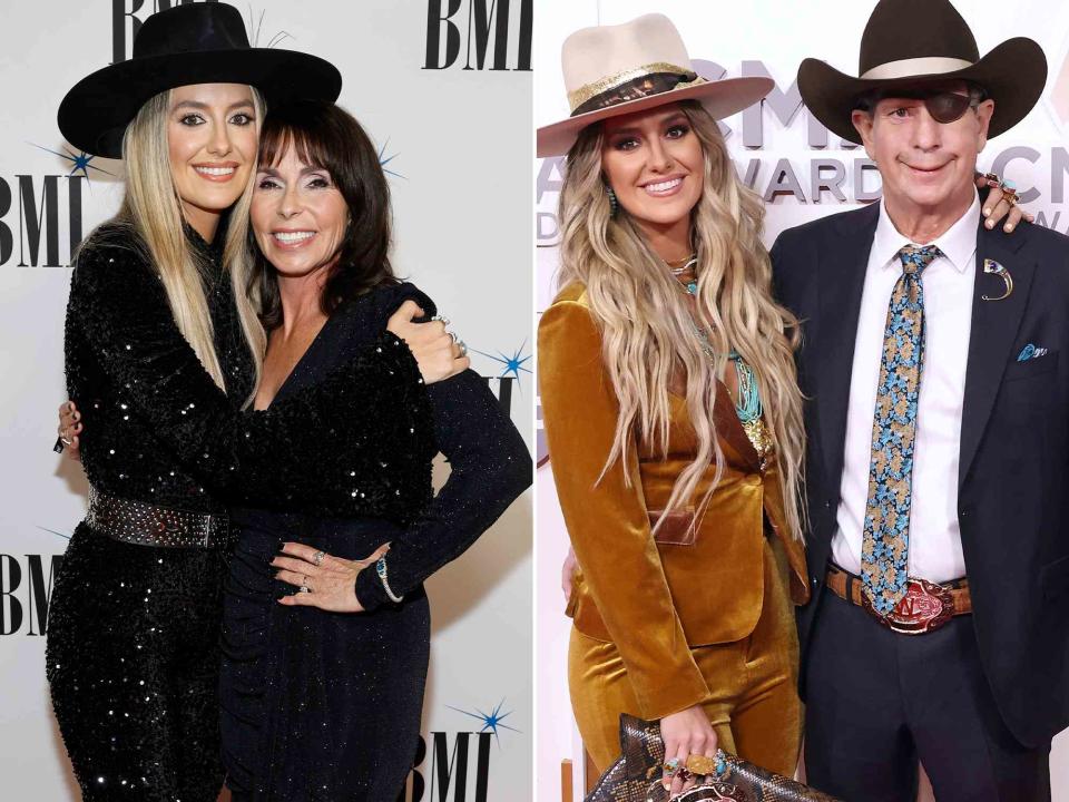 <p>Jason Kempin/Getty ; Taylor Hill/FilmMagic</p> Lainey Wilson and Michelle Wilson attend the 2023 BMI Country Awards on November 07, 2023 in Nashville, Tennessee. ; Lainey Wilson and Brian Wilson attend the 56th Annual CMA Awards on November 09, 2022 in Nashville, Tennessee.  