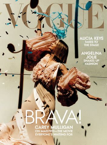 <p>Jack Davison for Vogue</p> Carey Mulligan on the cover of <em>Vogue</em>'s November 2023 issue