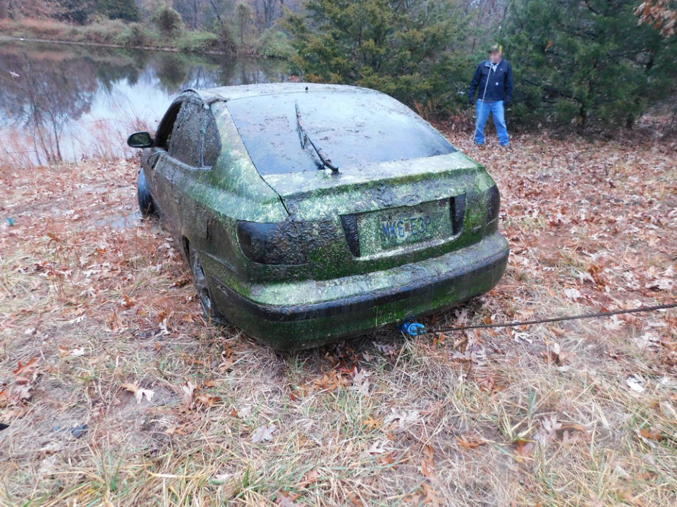 A vehicle pulled from a private pond was determined to be the Hyundai Elantra that Erwin drove on the day he went missing. / Credit: Camden County Sheriff's Office