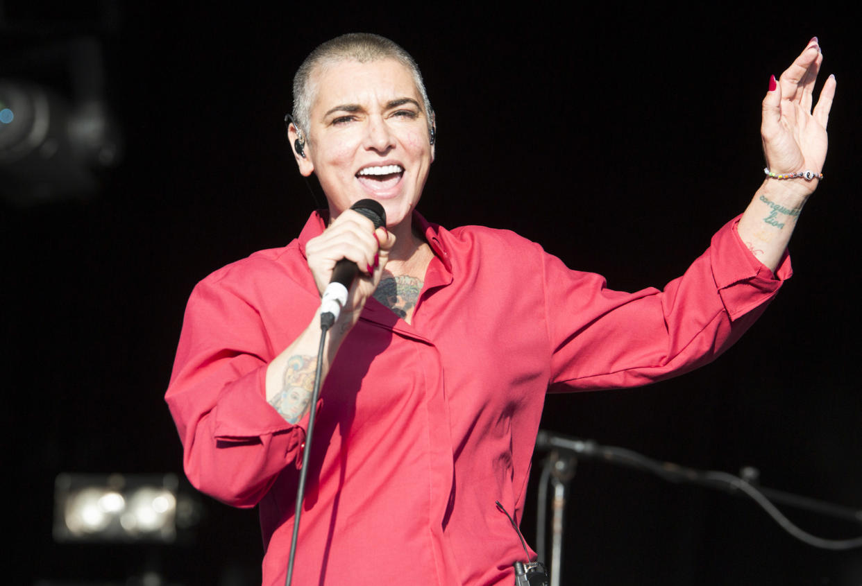 WAREHAM, ENGLAND - AUGUST 03:  Sinead O'Connor performs on stage at Camp Bestival at Lulworth Castle on August 3, 2014 in Wareham, United Kingdom.  (Photo by Rob Ball/Redferns via Getty Images)
