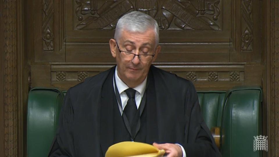 Speaker of the House, Sir Lindsay Hoyle, asks for a minutes silence in the chamber of the House of Commons, Westminster as MPs gather to pay tribute to Conservative MP Sir David Amess (PA)