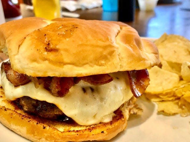 A bacon cheeseburger and chips is served at Farel's Grill, 1925 Union Ave., in Belvidere.