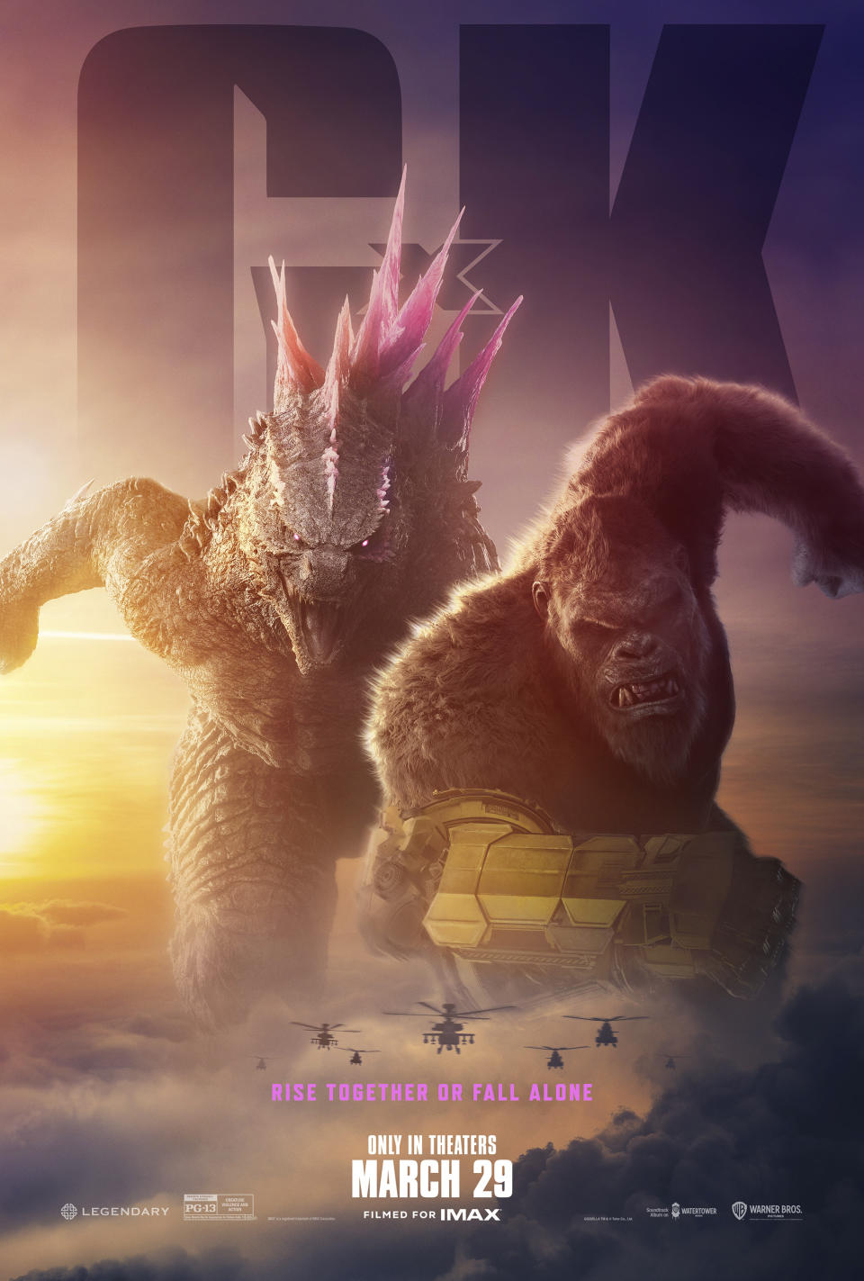 En esta imagen proporcionada por Warner Bros. Pictures, el arte promocional de "Godzilla x Kong: The New Empire". (Warner Bros. Pictures vía AP)