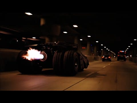 <p>Batman's Tumbler might not be a normal "car," but it does have four wheels and drives on the street. The rocket thruster is a nice touch.</p><p><a href="https://www.youtube.com/watch?v=R1XskC_7GzI" rel="nofollow noopener" target="_blank" data-ylk="slk:See the original post on Youtube;elm:context_link;itc:0;sec:content-canvas" class="link ">See the original post on Youtube</a></p>