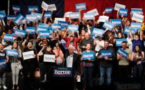 U.S. Democratic presidential candidate Senator Bernie Sanders addresses his first campaign rally after the Nevada Caucus in El Paso, Texas, U.S.