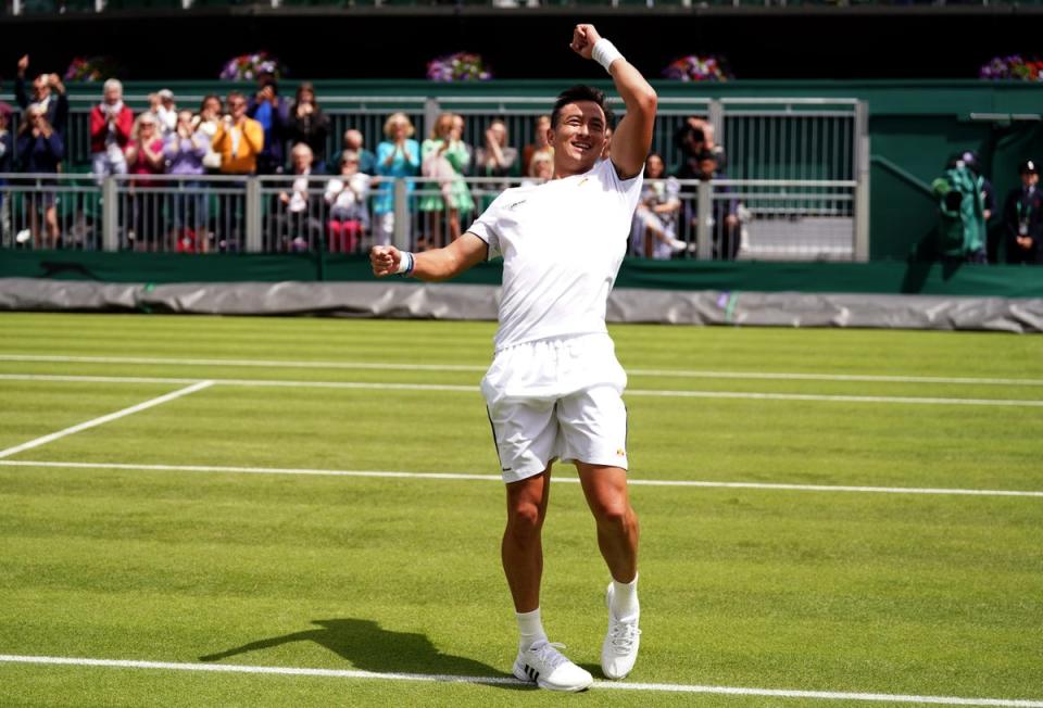 Ryan Peniston celebrates victory (Adam Davy/PA) (PA Wire)