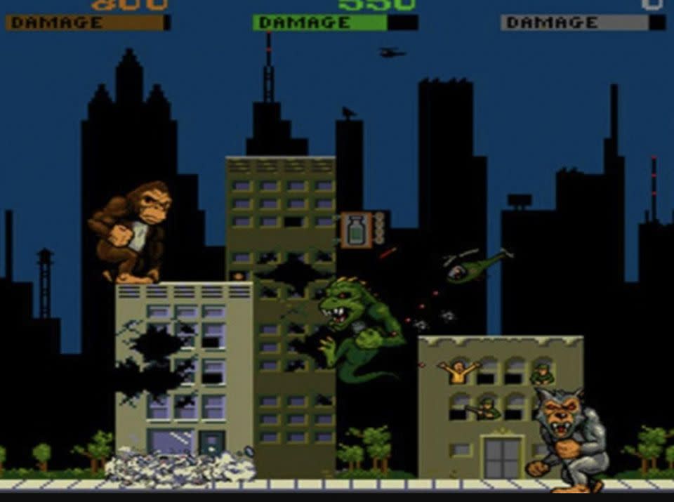 George, Lizzie, and Ralph as seen in the classic 1986 game Rampage. Source: Midway Games