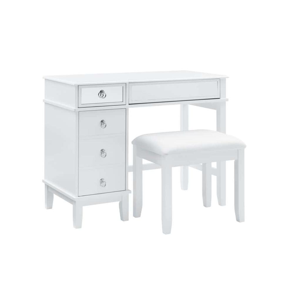 <p><a href="https://clicks.trx-hub.com/xid/hearstcorp_9eb67_clg?q=https%3A%2F%2Fwww.homedepot.com%2Fp%2FLinon-Home-Decor-Eve-White-Gloss-Vanity-Set-with-Stool-and-Mirrored-Accents-THD00478%2F306809058&p=https%3A%2F%2Fwww.countryliving.com%2Fhome-design%2Fdecorating-ideas%2Fg44785354%2Fbest-makeup-vanity%2F&utmSource=yahoo-us&utmCampaign=55&utmMedium=syn" rel="nofollow noopener" target="_blank" data-ylk="slk:Shop Now;elm:context_link;itc:0;sec:content-canvas" class="link ">Shop Now</a></p><p>Vanity Set with Stool and Mirrored Accents</p><p>homedepot.com</p><p>$280.32</p>