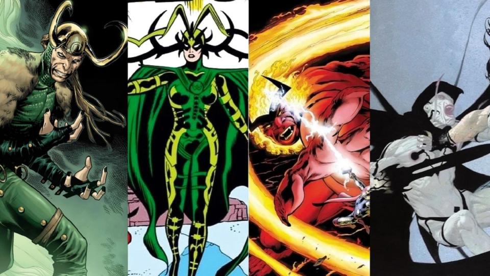 Loki, Hela, Surtur, and Gorr, the villains of Thor.