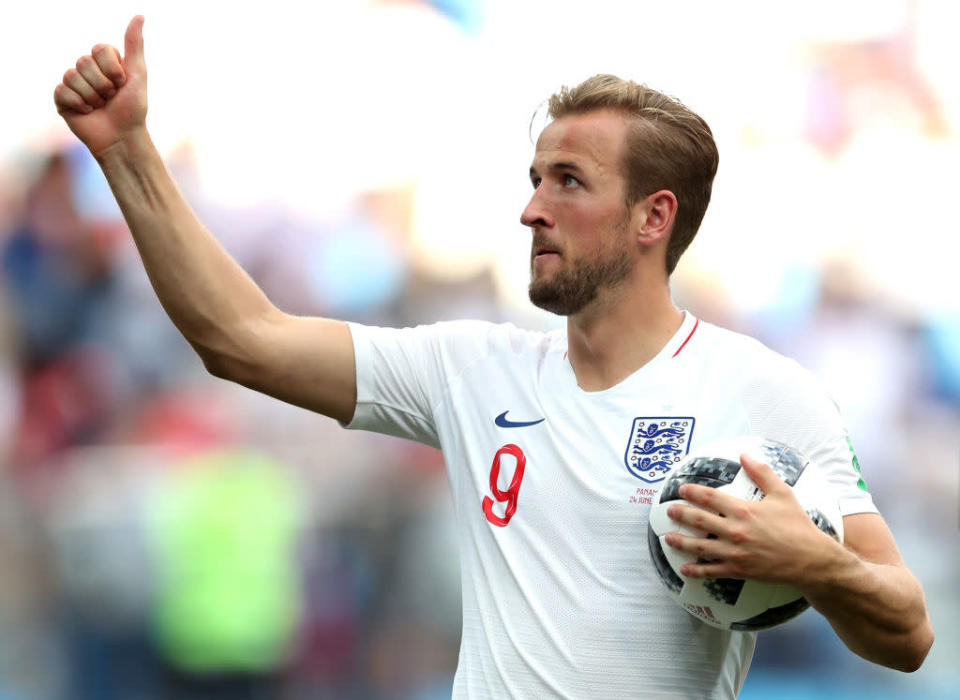 <p>Harry Kane takes the match ball home with him after scoring England’s first World Cup hat-trick since Gary Lineker 32 years ago. </p>