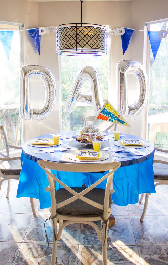 fathers day decorations blue breakfast tablescape