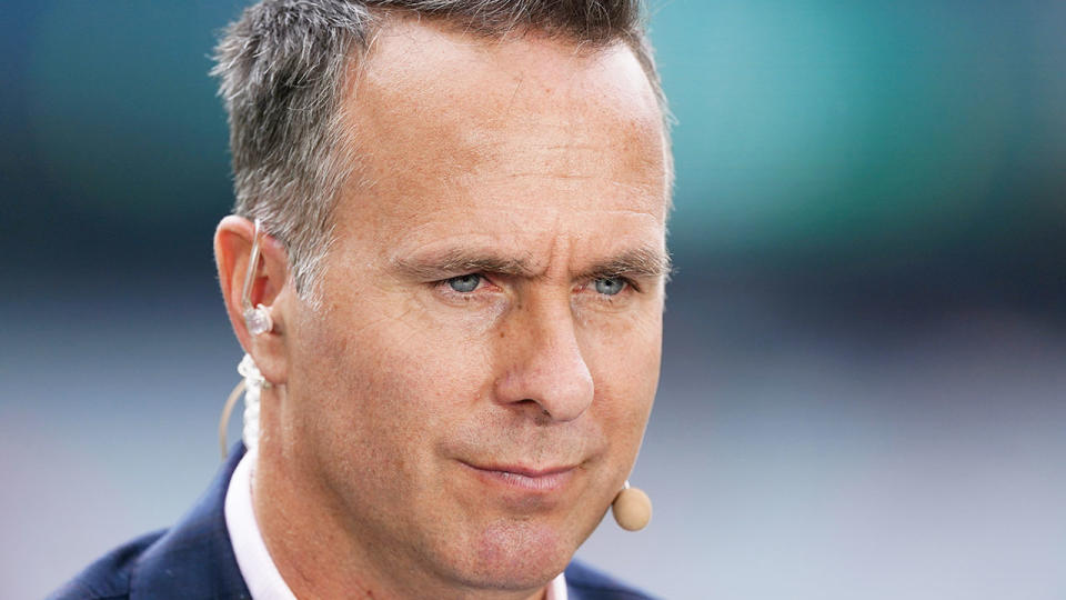 Pictured here, former England captain Michael Vaughan performing his duties as a commentator.