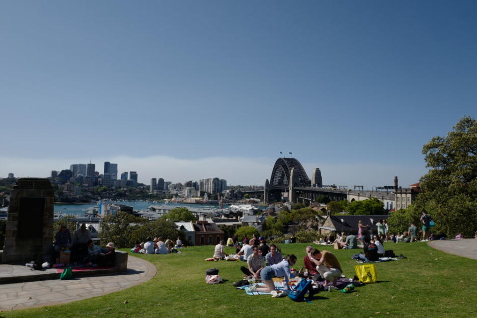 While Sydneysiders are still restricted to a five-kilometre travel limit, vaccinated people can meet in groups of five outdoors. Source: Getty