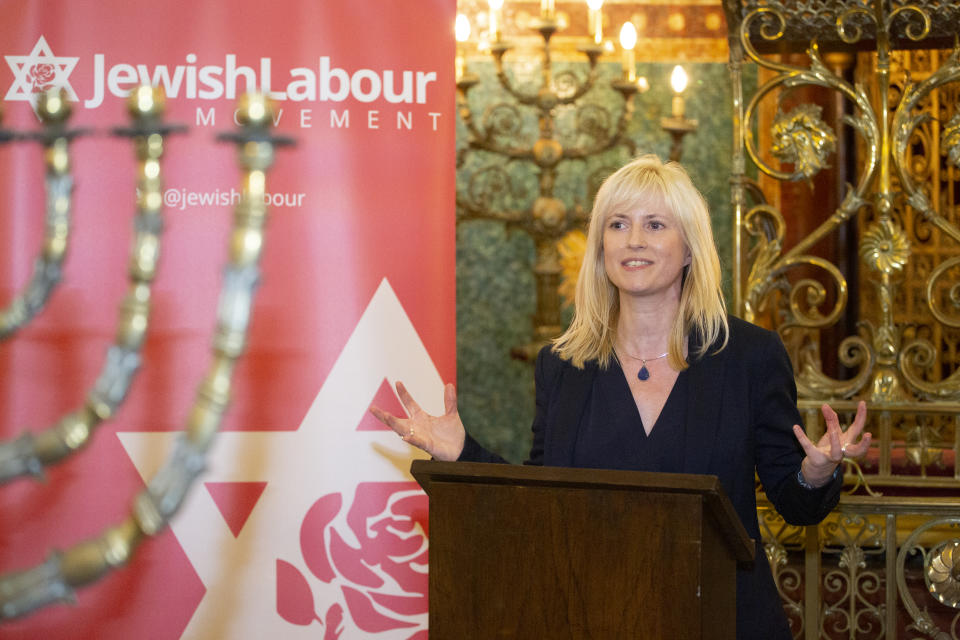 BRIGHTON ENGLAND - SEPTEMBER 22: Rosie Duffield Labour MP for Canterbury Speaking at the Jewish Labour Movement Rally Fringe event at the 2019 Labour Party conference. (Photo by Nicola Tree/Getty Images) on September 22, 2019 in Brighton, England.