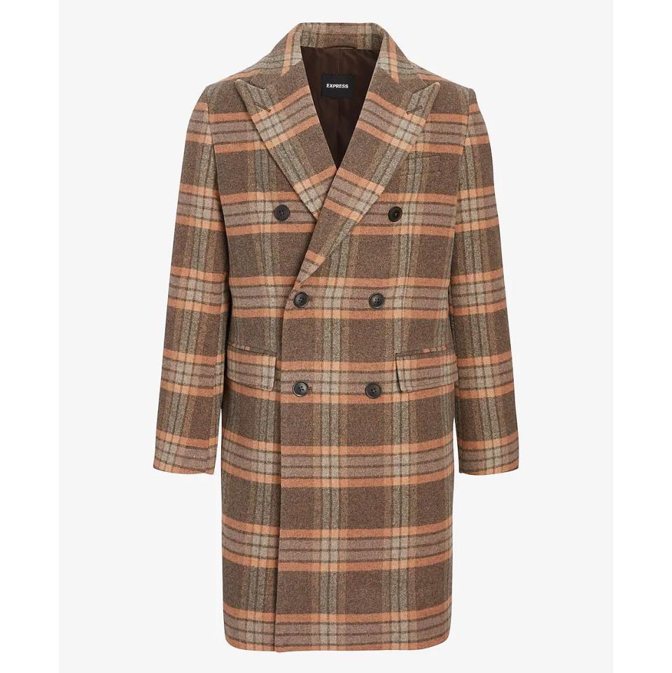 Plaid Wool-Blend Topcoat