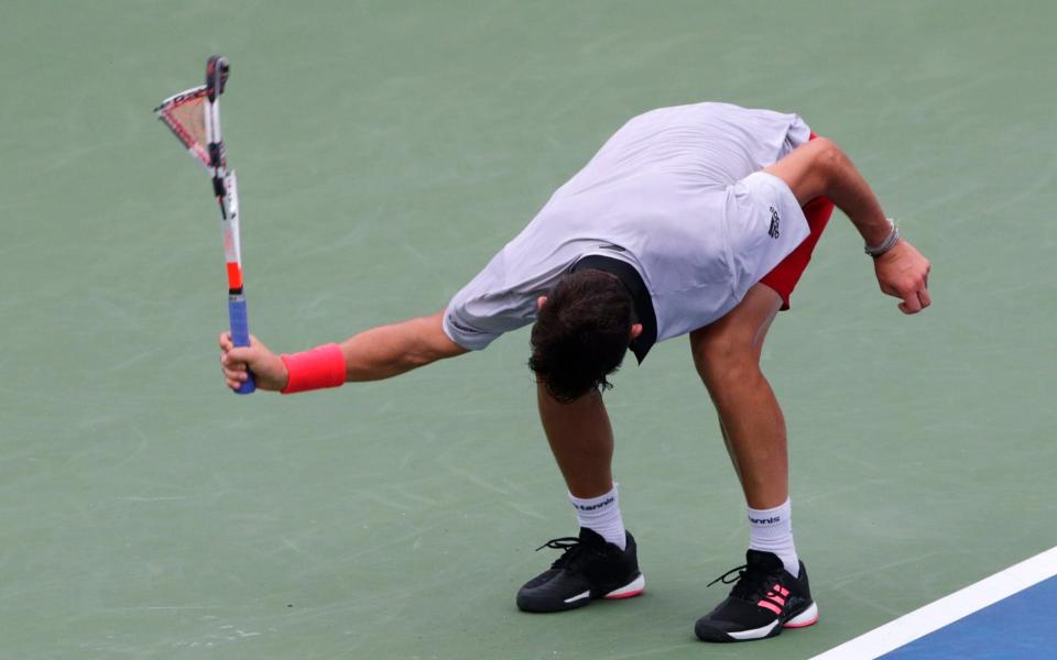 Dominic Thiem vents his frustration during his third round win - AP