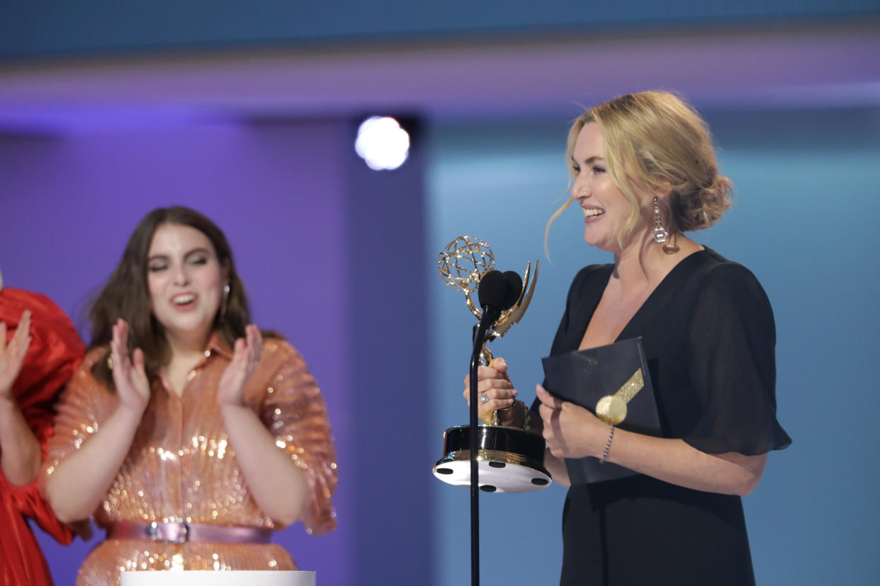 Kate Winslet wins an Emmy for 'Mare of Easttown' on Sept. 19, 2021.