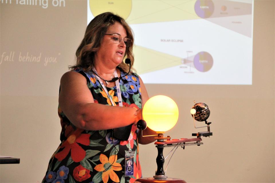 Rockaway Valley School in Boonton hosted school alumnus and astronomer Deborah Skapik, a "NASA eclipse ambassador" and author of a teacher's guide to both the science-based and cultural aspects of "eclipse literacy."