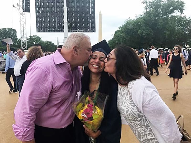 Monica Mann with her parents. (Monica Mann)