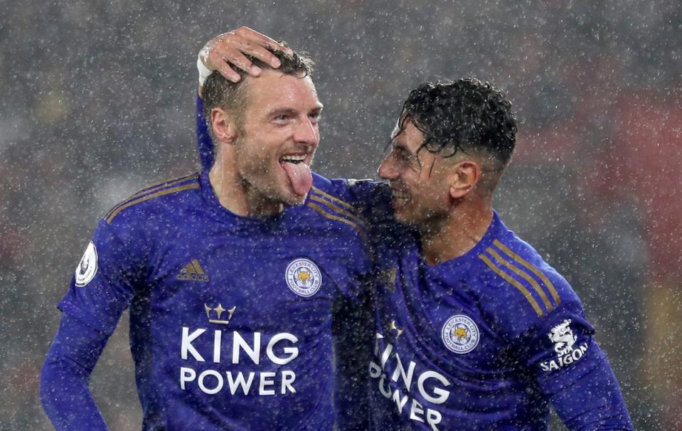 Jamie Vardy, left, and Ayoze Perez both scored hat-tricks as Leicester ran riot (Andrew Matthews/PA) (PA Archive)