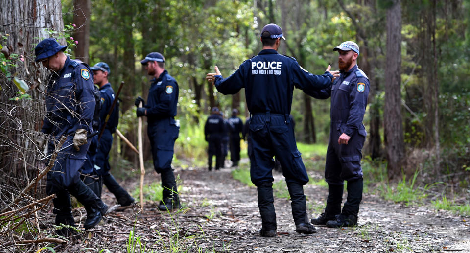 NSW Police search for evidence of missing boy William Tyrrell near Bonny Hills on the NSW mid-north coast on Wednesday, March 4, 2015.