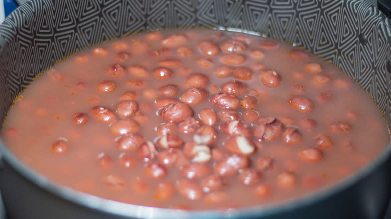 Beans cooking in pot