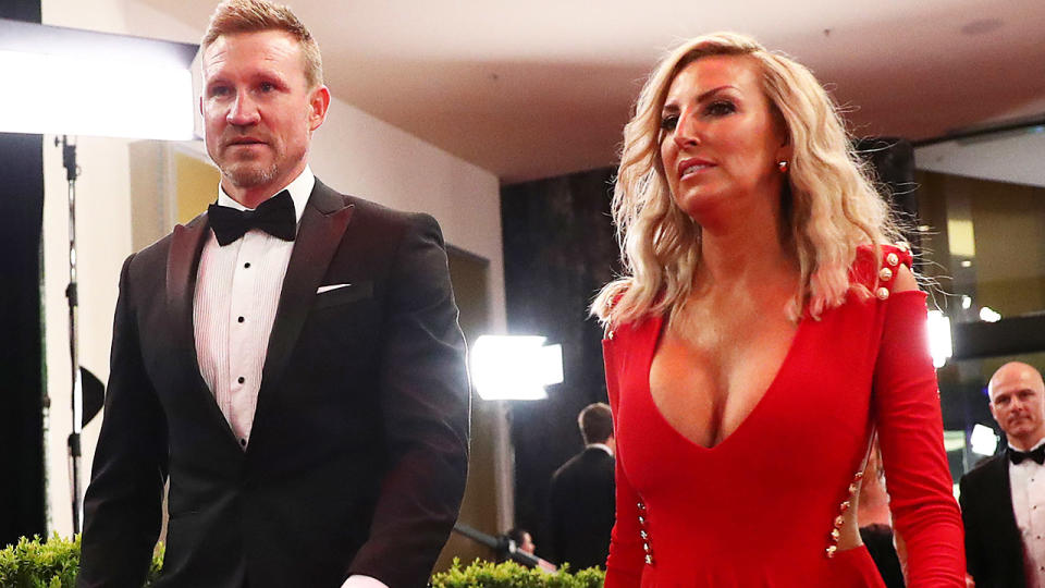 Nathan Buckley and wife Tania, pictured here at the 2019 Brownlow Medal.