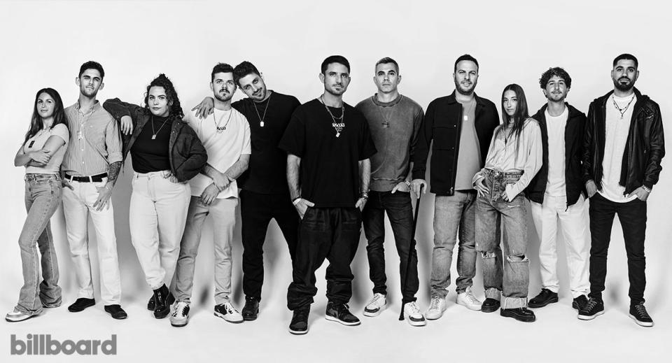 Survivors and creators of the 2023 Nova Festival photographed by David Needleman on April 17th in New York City. From left: Natalie Sanandaji, Shye Klein, Lee Sassi, Raz Malka, Reef Peretz, Omri Sasi, Yagil Rimoni, Ofir Amir, Daniel Dvir, Tomer Meir and Paz Amar.