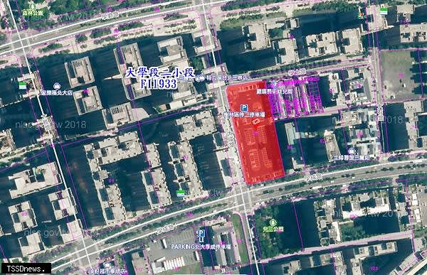 「臺北大學特定區停二用地」屬都市計畫停車場用地基地面積約6200平方公尺。（圖：新北經發局提供）