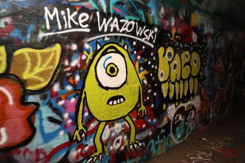 Graffiti artists routinely stop by the tunnel and fill it with some pretty amazing art.