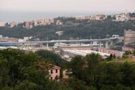 <p>Le nouveau pont autoroutier de Gênes, en Italie. </p>