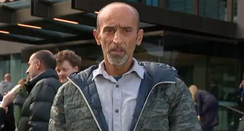 Omar Nabi speaks about his father outside court in Christchurch. Source: Sunrise/Seven Network