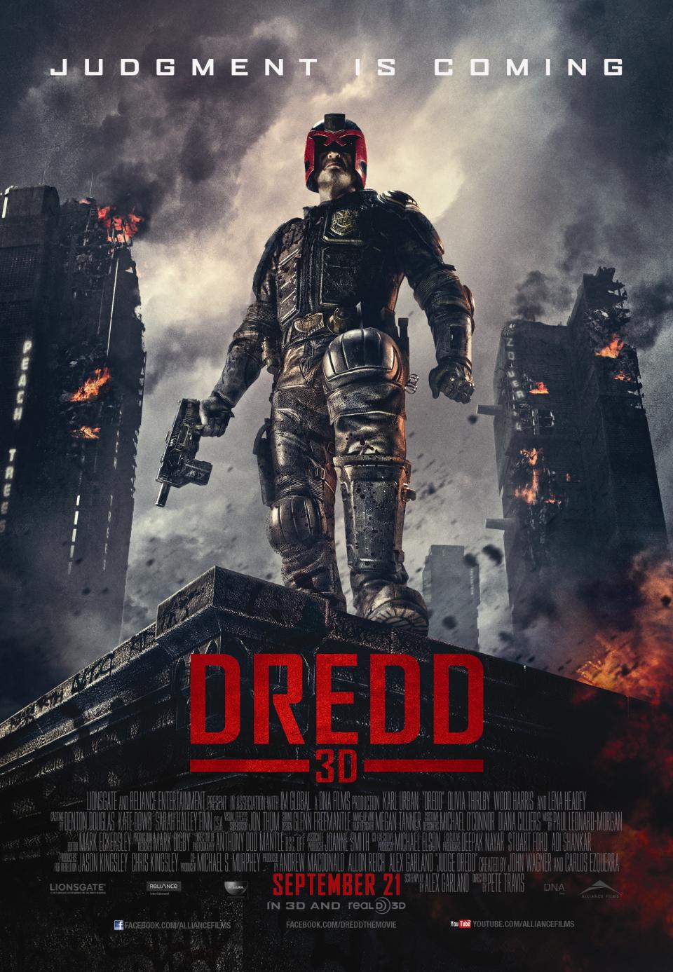 The poster for the theatrical release of <em>Dredd</em>. (Image: Lionsgate)