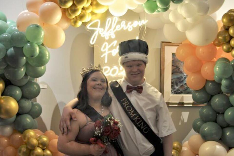 Anna Anderson and Zane Wales, students with Down Syndrome crowned prom king and queen