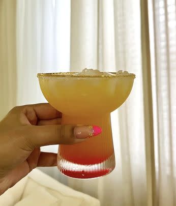 21% off a set of unique, retro-inspired shaped stemless margarita glasses