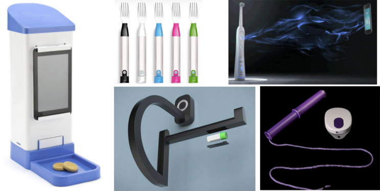 The IoT doggie-treat dispenser, fork, toothbrush, TP holder, and tampon.