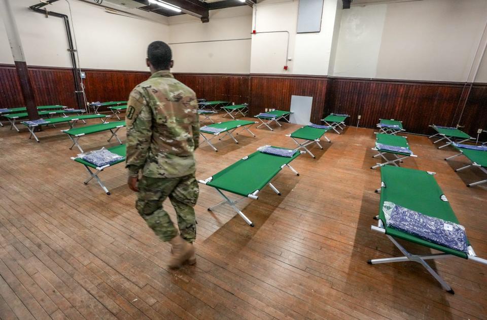 The Cranston Street Armory will serve as a 24-hour, 50-bed "warming station" initially operated by the National Guard.