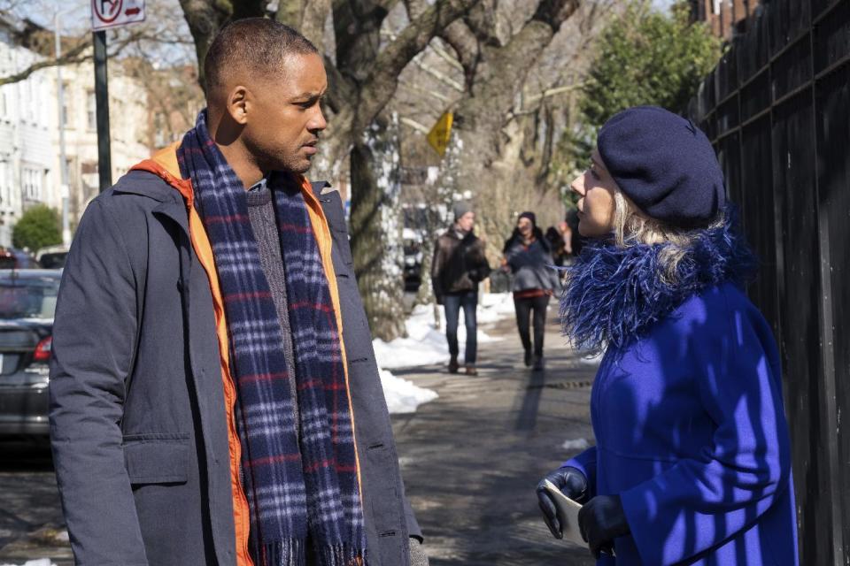 This image released by Warner Bros. Pictures shows Will Smith, left, and Helen Mirren in a scene from "Collateral Beauty." (Barry Wetcher/Warner Bros. via AP)