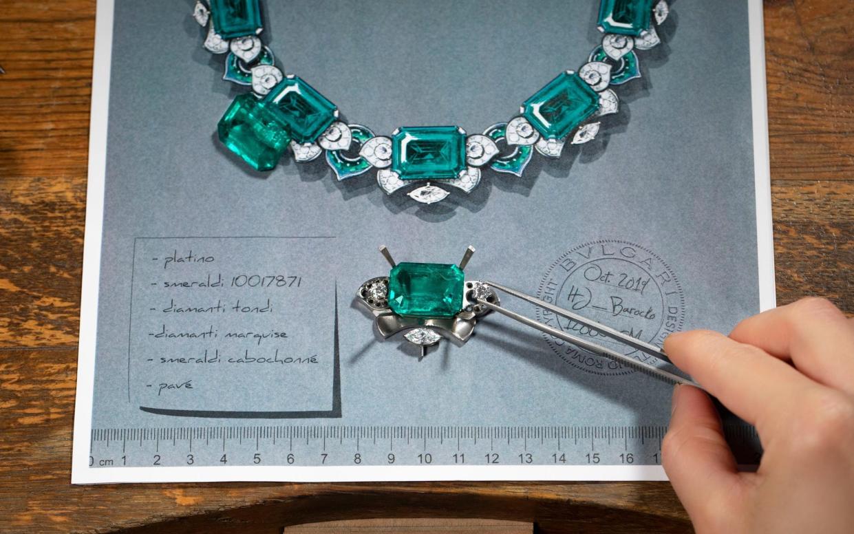 The making of an emerald and diamond necklace from Bulgari's new Barocko high jewellery collection