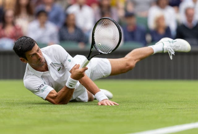 Novak Djokovic slipped several times