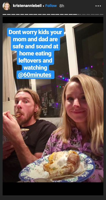 Dax Shepard and Kristen Bell enjoyed leftovers. (Image: Kristen Bell via Instagram)