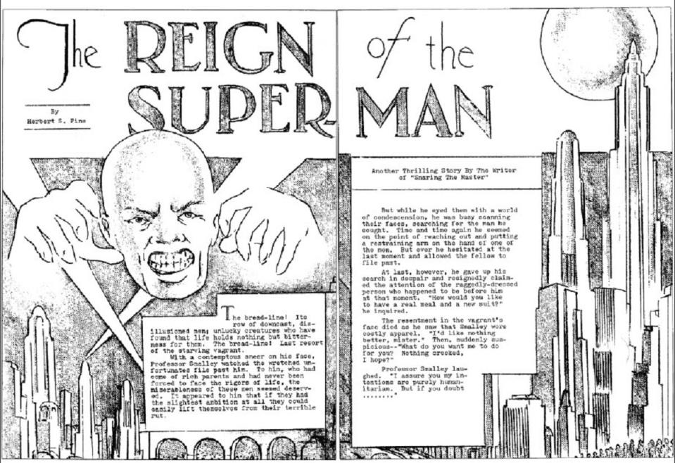 Jerry Siegal and Joe Shuster's original 1933 Reign of the Superman comic strip. 
