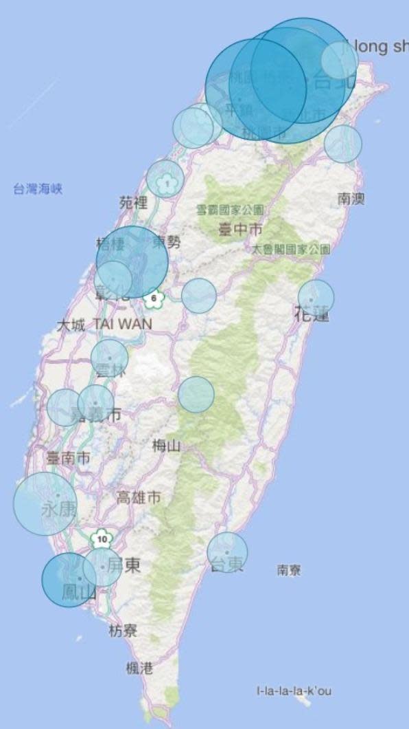 全台看診人數分布圖。（圖／業者提供）