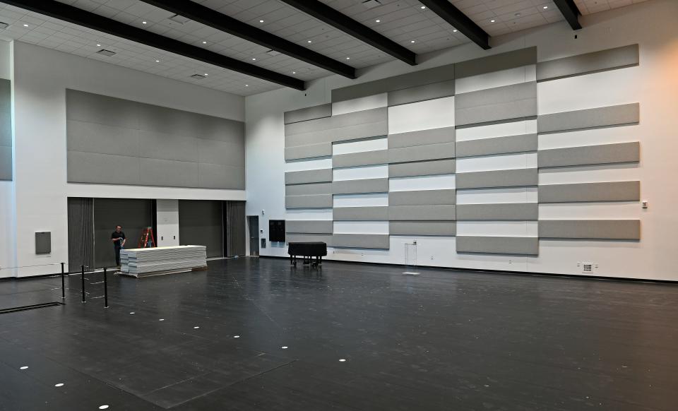 There is a built-in orchestra pit, on far left, in the rehearsal floor and the new room has been designed with acoustics suitable for a film or television soundstage.